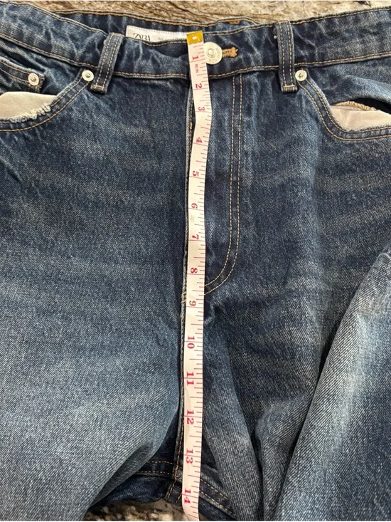Zara Women’s Relaxed Wide Leg Jeans in Dark Blue Wash Size 10 - Picture 4 of 6